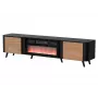 TV-kapp Cama Meble Volare 200 x 39 x 49 cm must/pähkel kaminaga