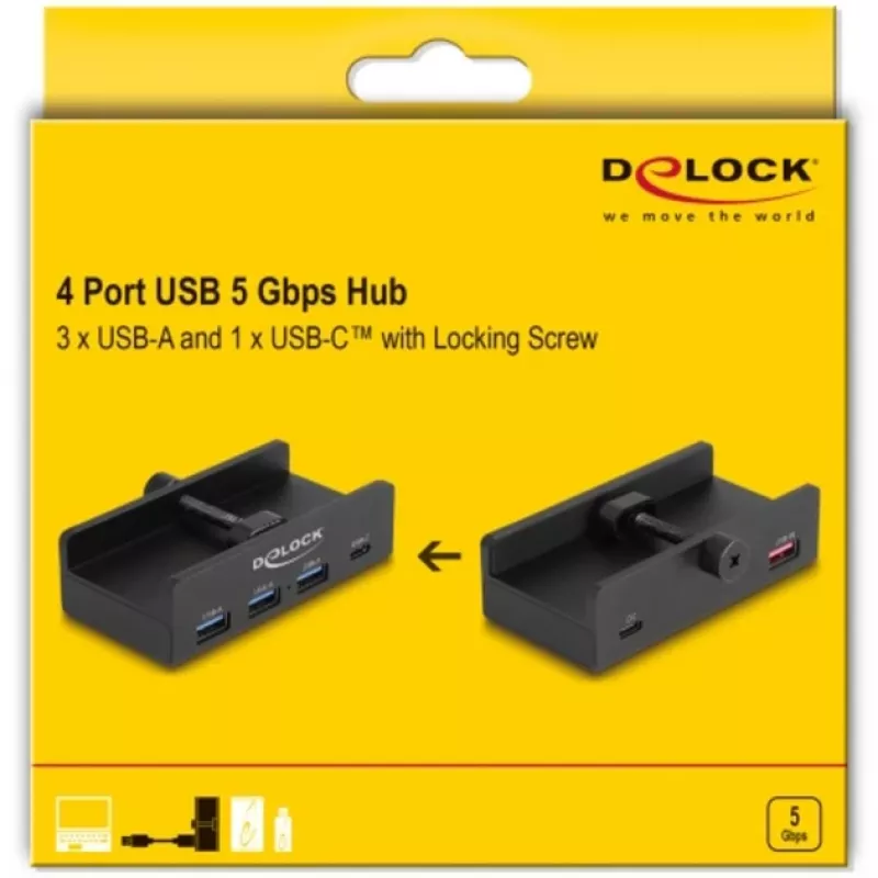 DeLOCK 64284 USB-jaotur Type-A 5000 Mbit/s Must