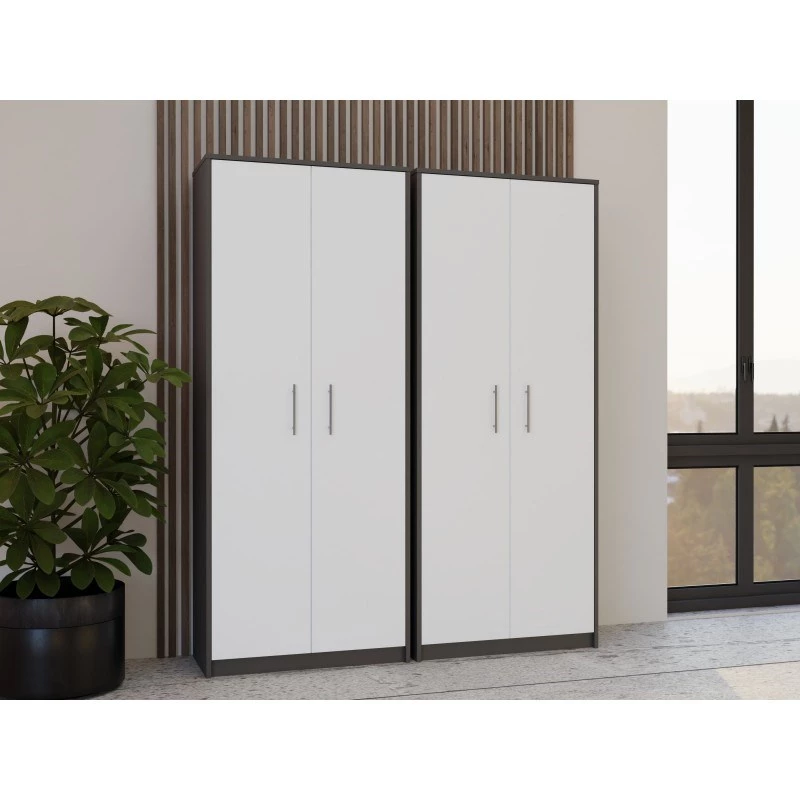 OLIV 2D CLOSED SHELVING UNIT, ANTHRACITE/Valge SET