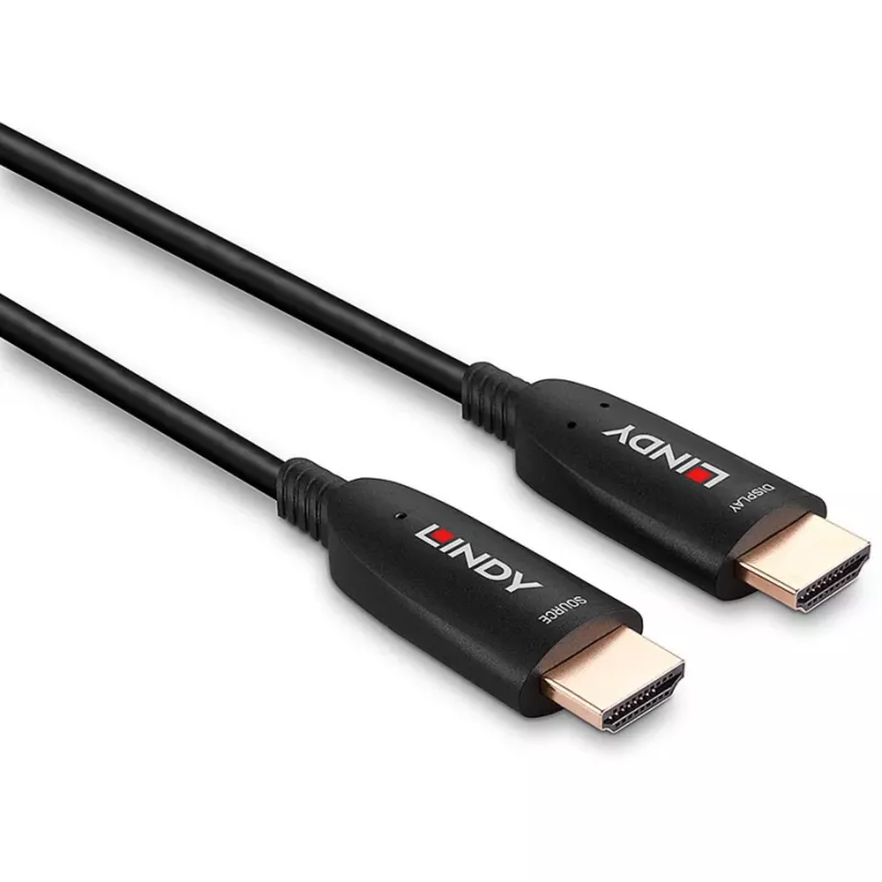 Lindy 15m fiiberoptiline hübriid-HDMI 8K60 kaabel, 15 m, HDMI Type A (Standard), HDMI Type A (Standard), 48 Gbit/s, Must