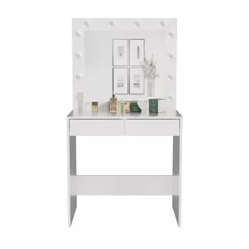 Bedroom vanity table top e shop Z.MARINA LUSTRO BIEL — valge puitlaastplaat, 2 sahtlit