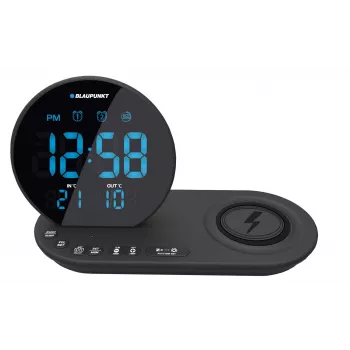 FM PLL äratuskell-raadio/ÄRATUS/USB/CR85BK LAADIMINE/Juhtmevaba laadimine/Sise/välis temperatuur/must