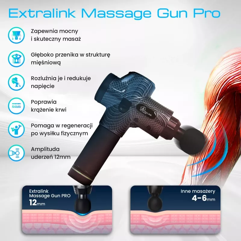 Massaažipüstol Extralink MSG-01-PRO 3800 p/min 6 otsakut