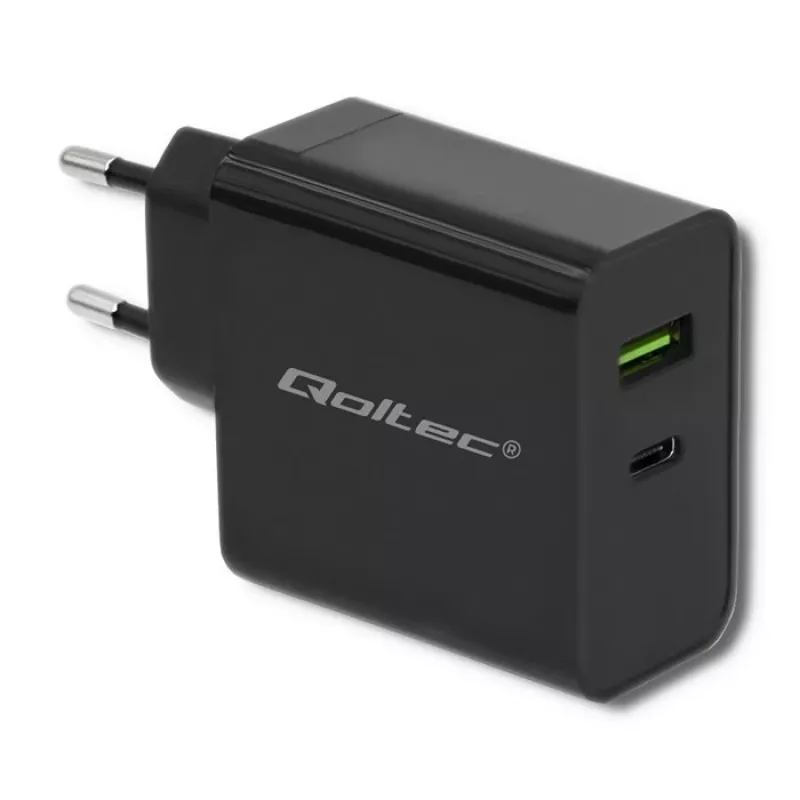Toiteadapter QOLTEC 51717 45W 20V 3A vahelduvvoolu siseruumide laadija nutikellale, must
