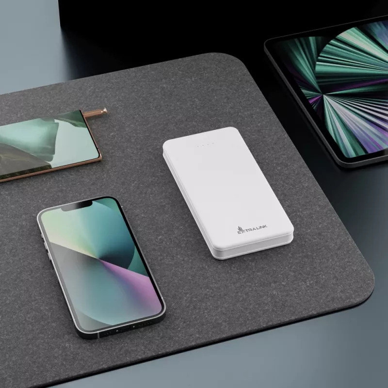 Akupank Extralink EPB-078W 10000 mAh valge, USB-C, 10 W väljund, laeb kuni 2 seadet