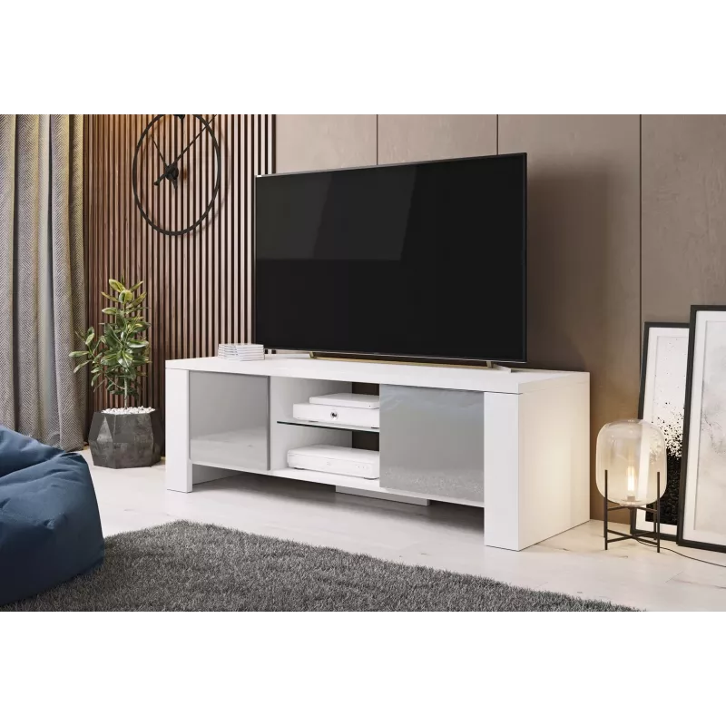 Cama TV-alus WEST 42/130/42 valge/hall läikiv