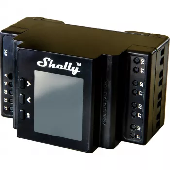 DIN-liistuga releemoodul Shelly 4-kanaliga Pro 4PM Wi‑Fi, 4 kanalit, AC 110–240V, toite- ja energiamõõtmine, DIN-kinnitus