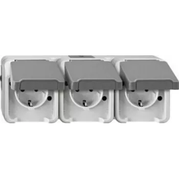 Pistikupesa merten MEG2391-8029 CEE 7/3, toetab CEE 7/4, IP44, 250 V, 16 A, hall, 223×83×57 mm