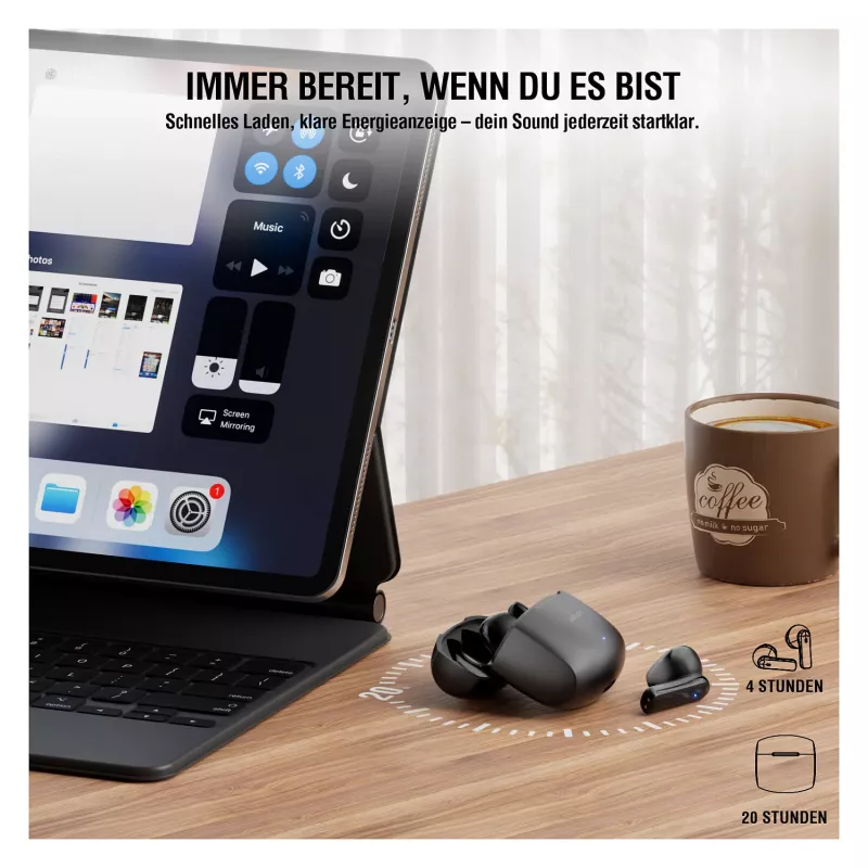 4smarts juhtmeta peakomplektile SkyBuds Air must (541722)