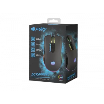 FURY Scrapper mängurihiir, mõlemakäeline, USB Type-A, optiline, 6400 DPI