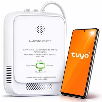 Gaasilekkeandur QOLTEC NG Tuya — maagaasi (CH4) andur, nutikas Tuya-ühilduv