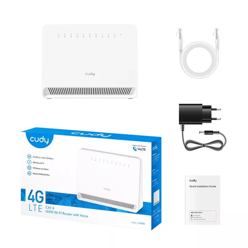CUDY LT400V Wi-Fi 4G N300 ruuter hääljuhiga