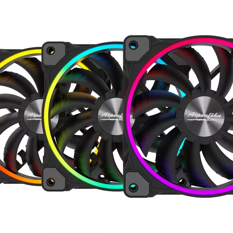 ALPENFÖHN Wing Boost 3 120mm ARGB korpuseventilaatorid, 3-pakk, must