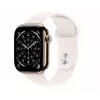 Nutikell Apple Watch Series 11 GPS + Cellular 42mm kuldne titaankorpus, helepunane sportrihm M/L