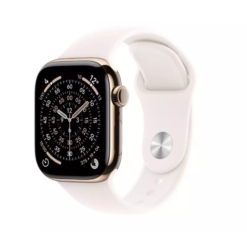 Nutikell Apple Watch Series 11 GPS + Cellular 42mm kuldne titaankorpus, helepunane sportrihm M/L