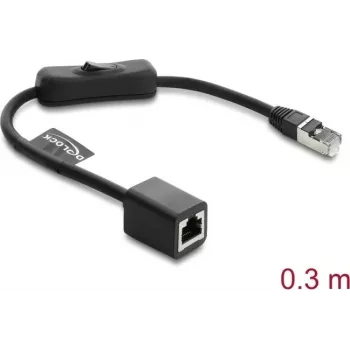 Võrgukaabel DELOCK RJ45 Cat.6 F/UTP 0,3 m integreeritud lüliti ja kaitsekattega, varjestatud