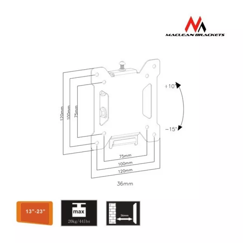 Universaalne hoidik telerile või monitorile MC-596 13-23 vesa 100x100 20kg