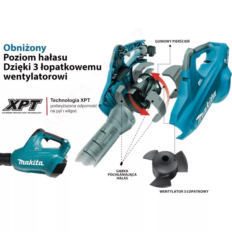 Makita DUB362Z juhtmeta lehepuhur 193 km/h Must, Türkiis 18 V Liitium-ioon (Li-Ion)