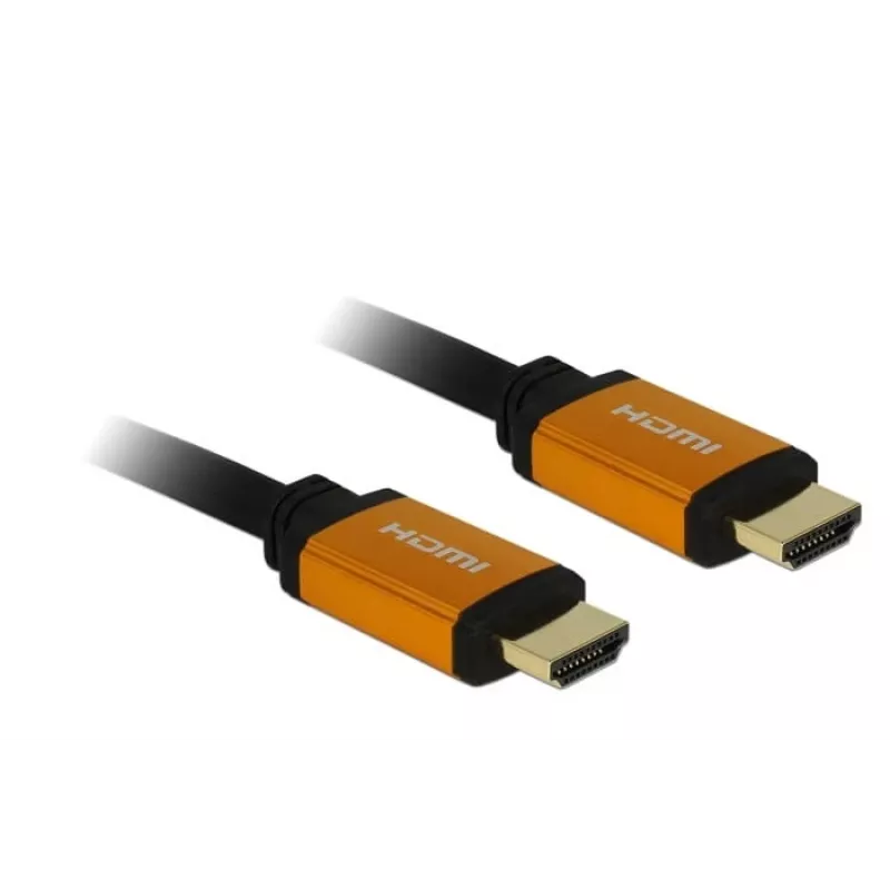 DeLOCK - HDMI-kaabel - HDMI (M) kuni HDMI (M) - 50 cm - Kolmekordne isolatsioon - Must, Kuld - 8K tugi