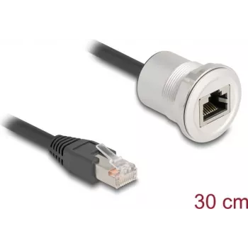 DeLOCK 88187 0.3m Cat5e S/UTP RJ-45 must hõbedane võrgukaabel