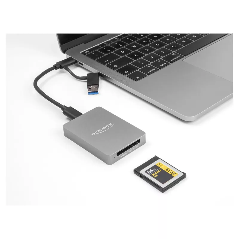 DeLOCK USB USB-C kaardilugeja CFexpress XQD Alumiinium Hall 10000 Mbit/s