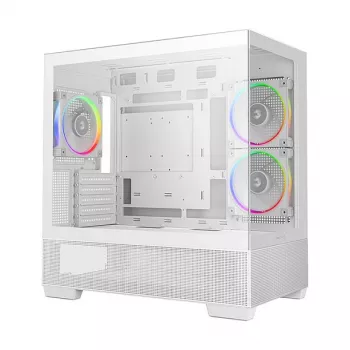 PC Midi Tower korpus DeepCool CG380 3F WH — Valge, 235×437×451 mm, toetab 2,5-tolliseid/3,5-tolliseid, alumine toiteplokk, 3x 120 mm ventilaatorid paigaldatud