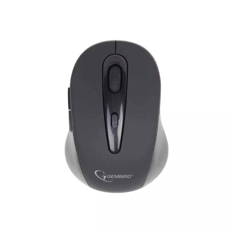 Juhtmevaba Bluetooth optiline hiir GEMBIRD MUSWB2 — paremakäeline, 1600 DPI, 6 nuppu, must/hall, AAA patareid