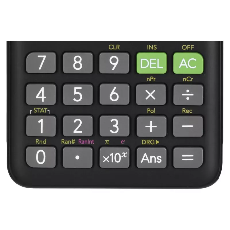 Teaduslik kalkulaator CASIO FX-82ES PLUS-2 taskuformaadis — 252 funktsiooni, punktmaatriksiga 12-kohaline ekraan, patareitoide (AAA), must