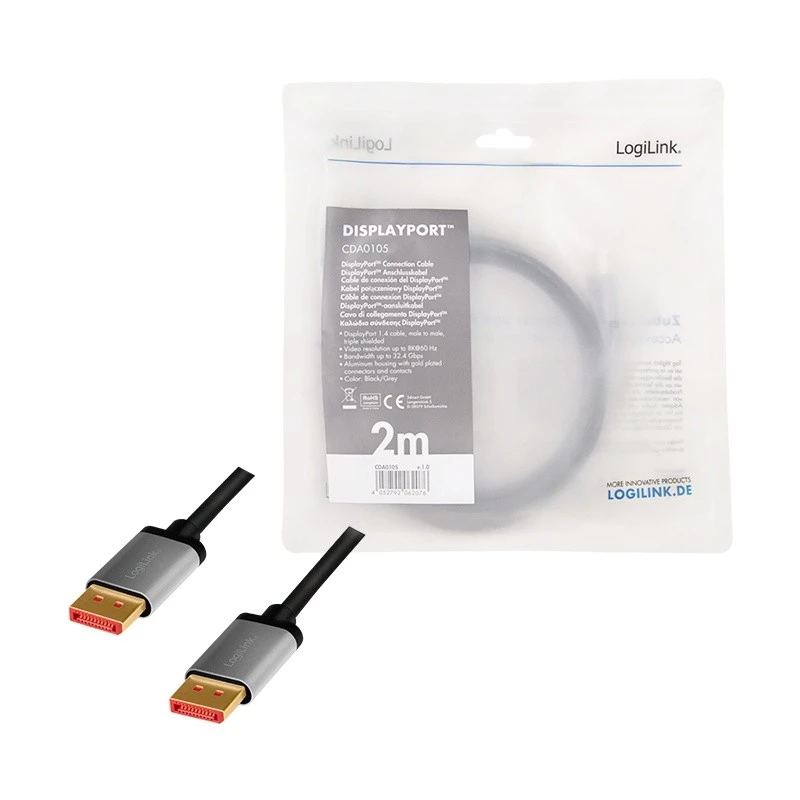 DisplayPort kaabel LogiLink CDA0105 2 m Must Hall