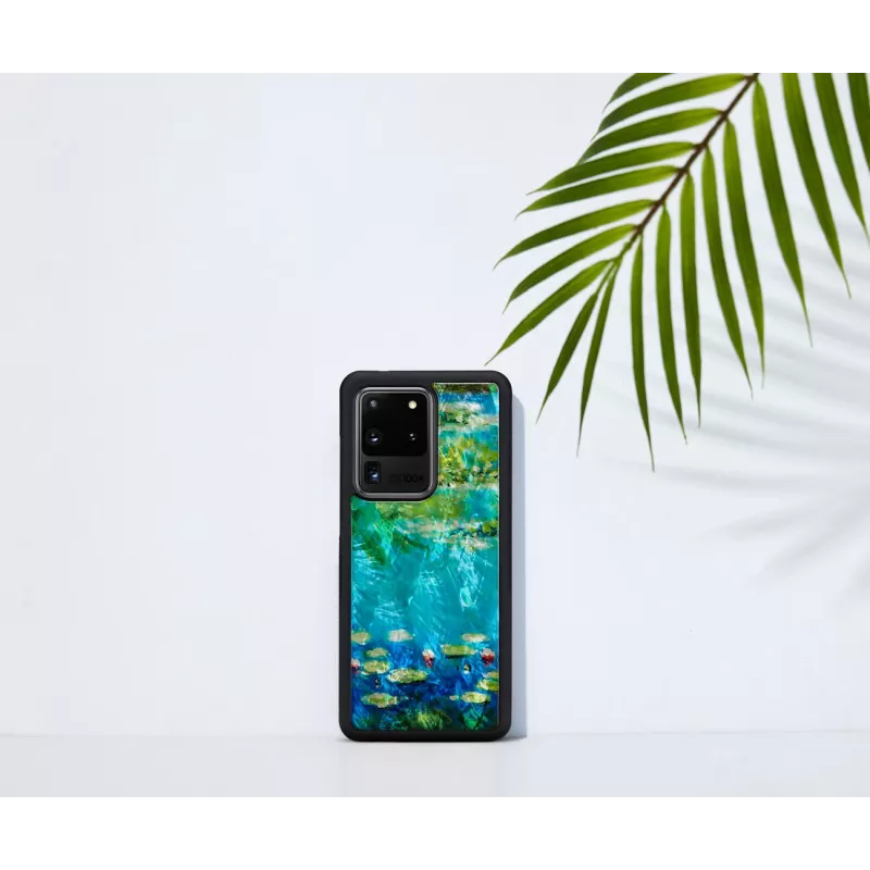 Kaitsev telefoniümbris iKins Samsung Galaxy S20 Ultra jaoks — musta vesisinilille trükiga