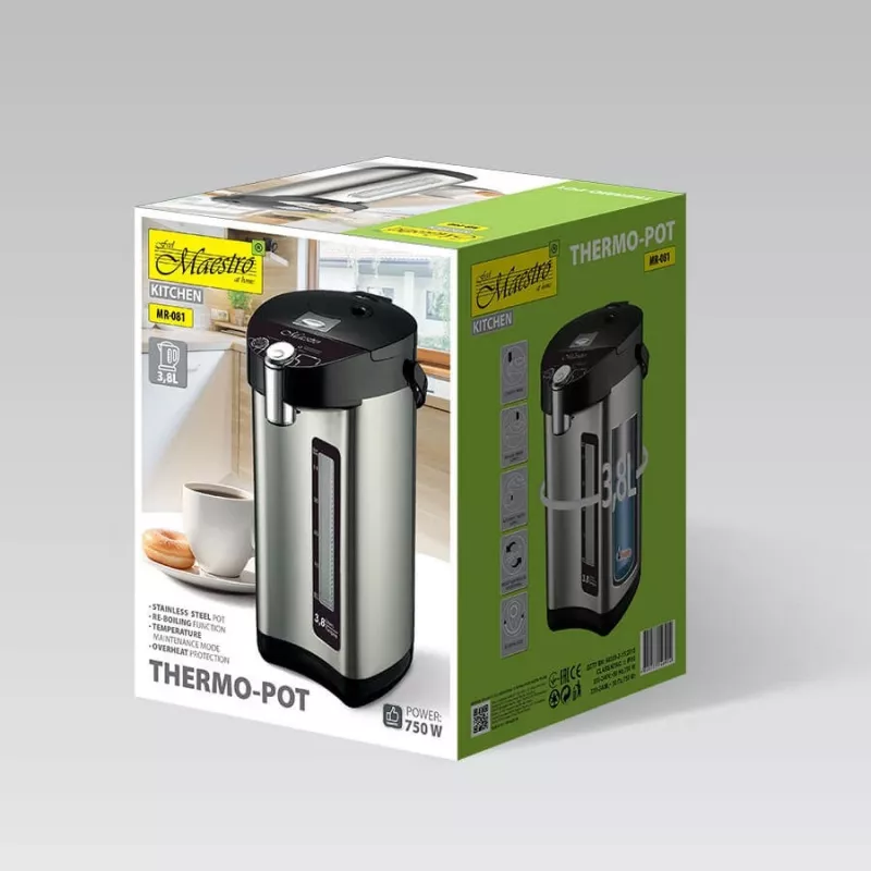 Feel-Maestro MR-081 termopott 3.8 L Hõbedane, Must