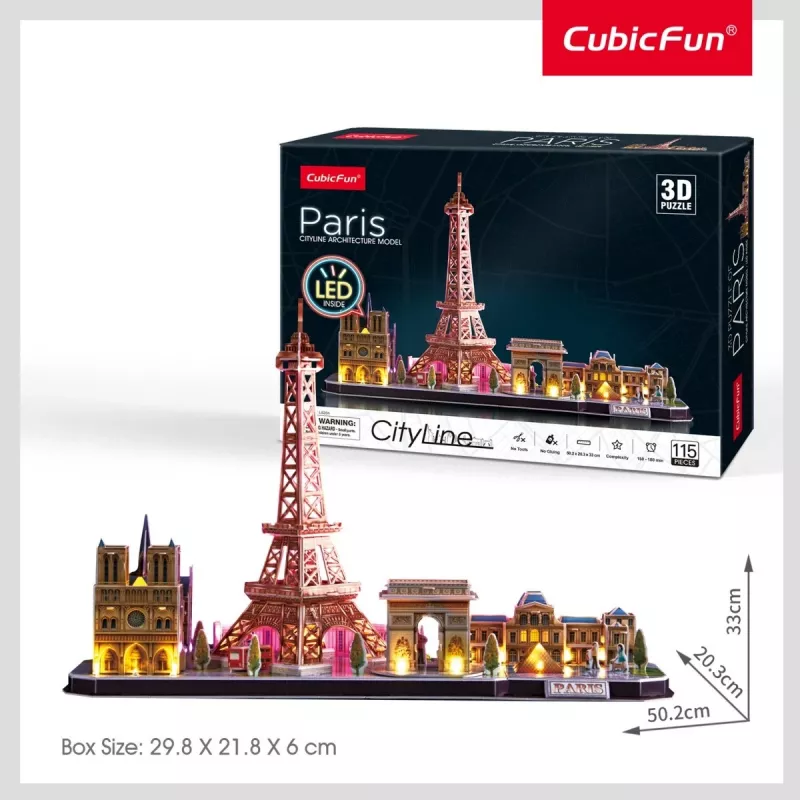3D pusle CubicFun City Line Paris LED 115 tk