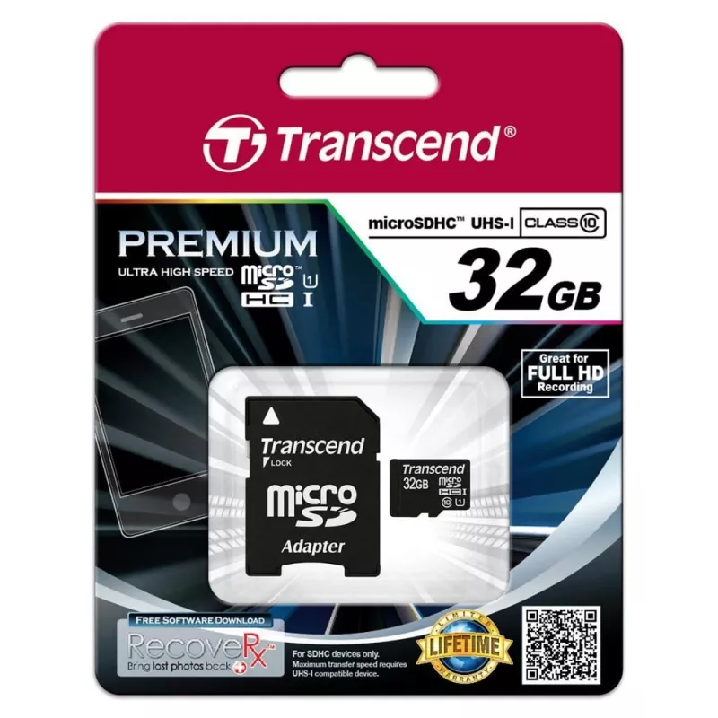 MÄLUKAART MICRO SDHC 32GB ADAPTERIGA/CLASS10 TS32GUSDU1 TRANSCEND