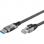 Wentronic goobay - võrgukaabel - USB Type A (M) RJ-45 (M) - 1,0 m - 6 mm - FTP - CAT 6 - USB 3,0 - punutud kaabel - must, hõbedane (70299)