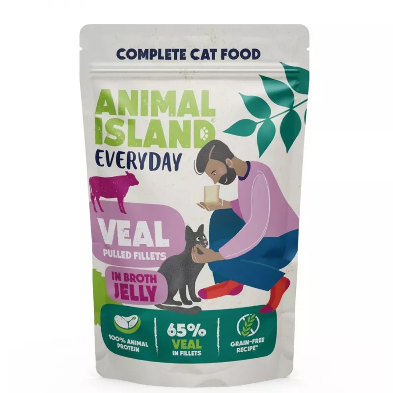 Märg kassitoit animal island Everyday — Vasika- ja linnuliha maksaga, 4 x 85 g kotikest, 9,5% valku, 83% niiskust