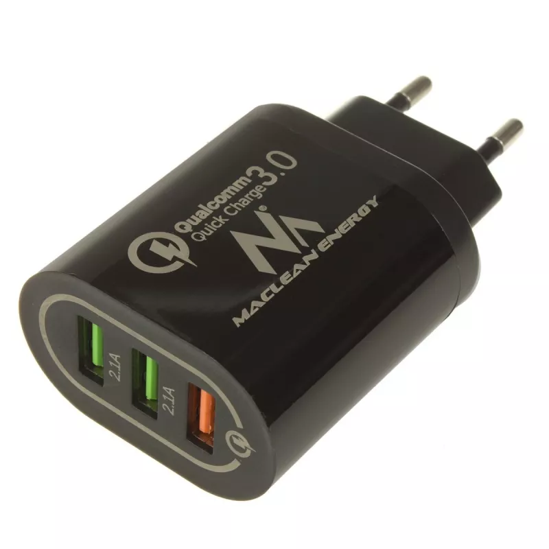 USB seinilaadija MACLEAN MCE479B — 3x USB-porti, 18W koguvõimsus, kompaktne