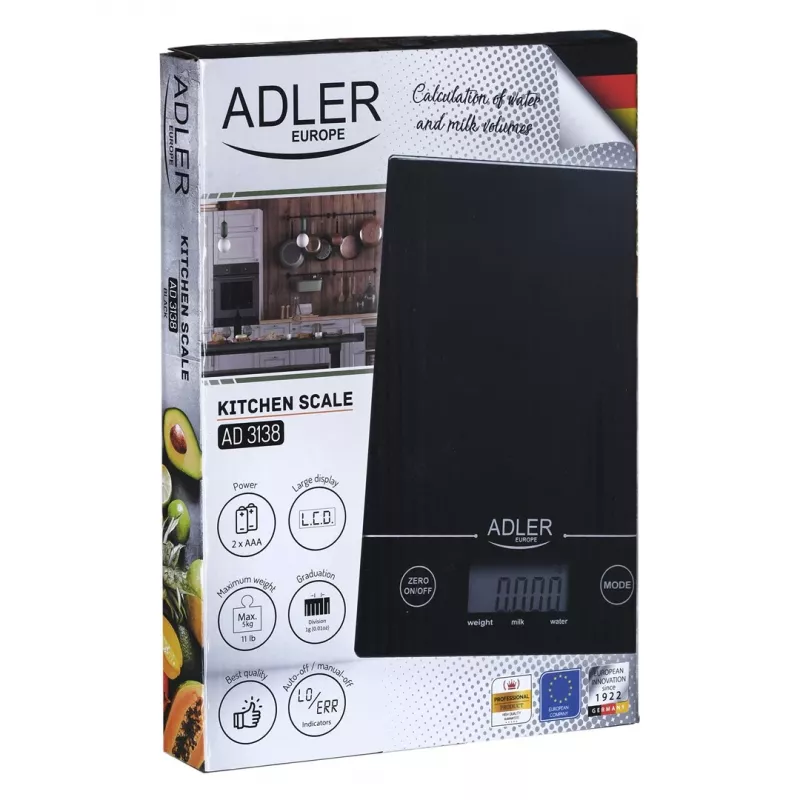 Adler AD 3138 b Mehaaniline köögikaal Must Töötasapind Ristkülik