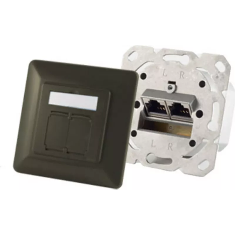 Pistikupesa ShiverPeaks S/CONN 74280-A — 2×RJ-45, Cat6a, 500 MHz, metallkorpus, antratsiit