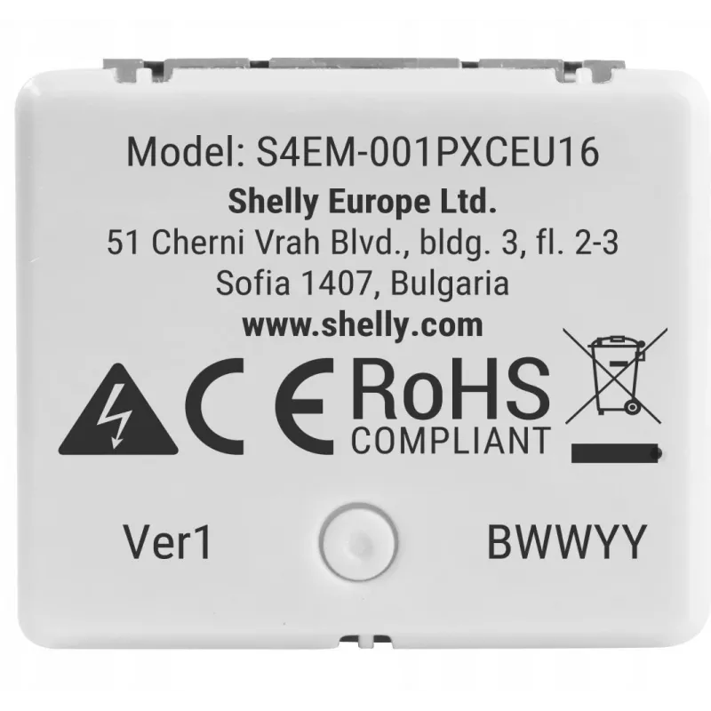 Nutirelee Shelly Relay EM Mini Gen4 1-kanaliline Wi‑Fi Matter Zigbee Bluetooth 8A, 110–240 V, energiamõõtur