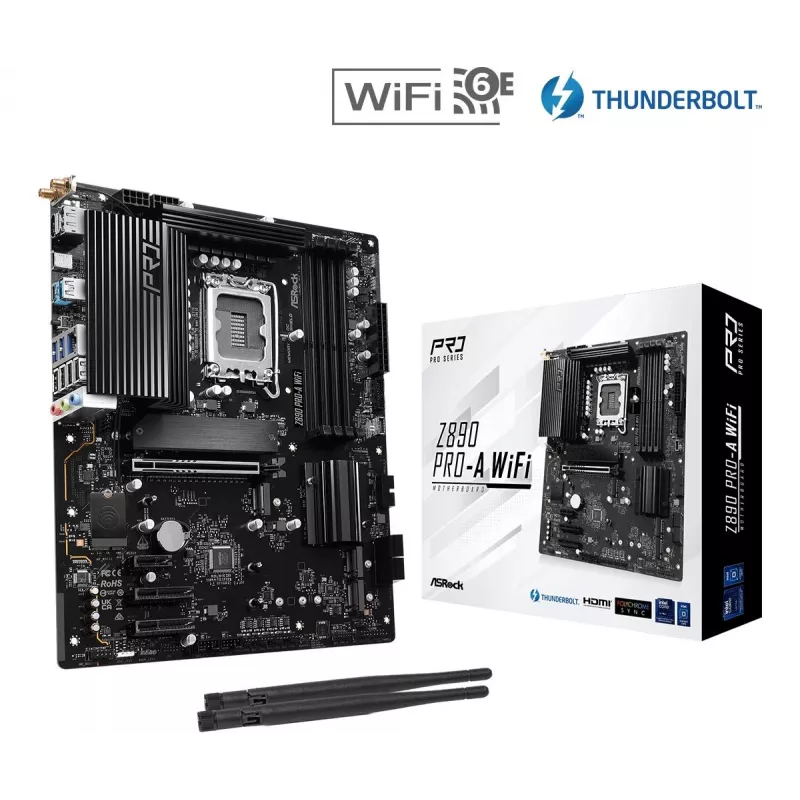 Emaplaat ASRock Z890 Pro-A WiFi — Intel Z890, LGA 1851, ATX, DDR5, 4x DIMM, 256GB, Wi‑Fi 6E, 2.5Gb LAN