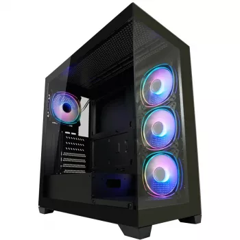 LC-Power korpus MidiTower 715B must USB3.2/Audio ilma toiteplokita SEAMLESS_X (LC-715B-ON)