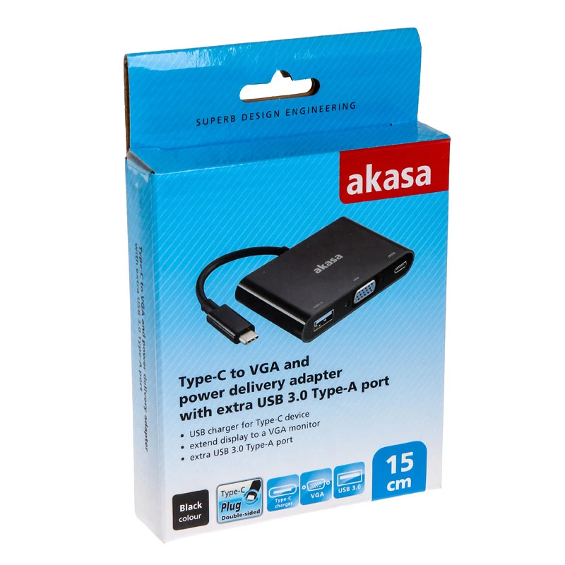 Adapter USB-C to VGA Akasa AK-CBCA02-15BK