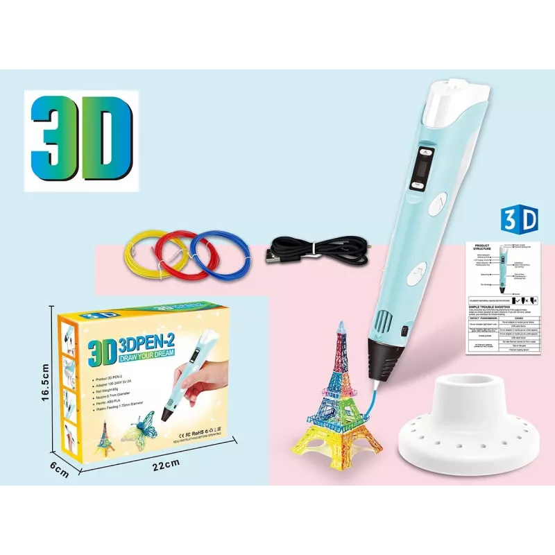 3D-pliiats, filamendikomplekt USB-toitekaabliga
