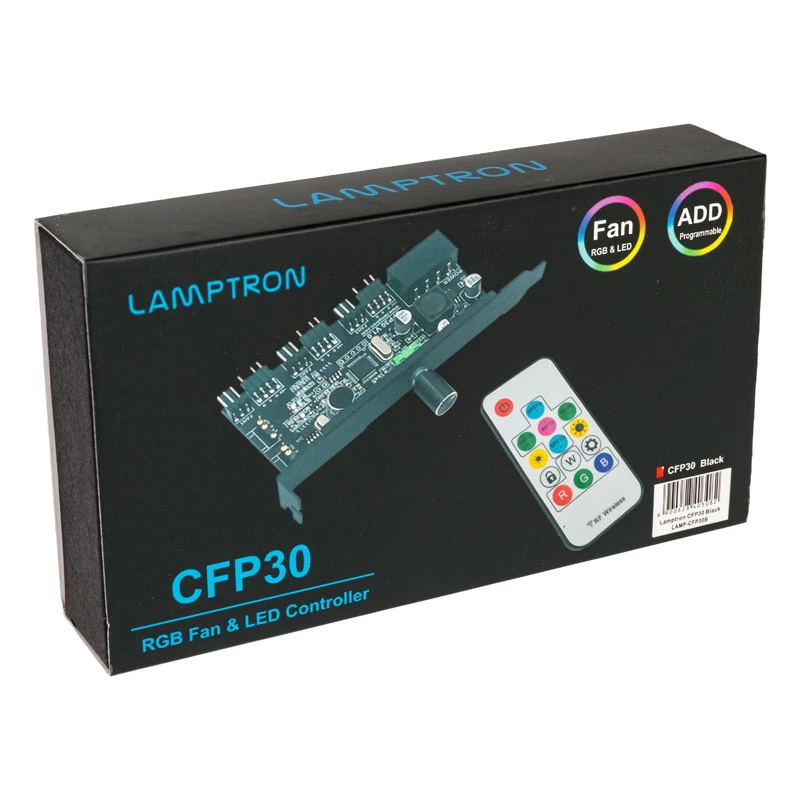 PCI-pesa ventilaatori ja RGB LED kontroller Lamptron CFP30, must