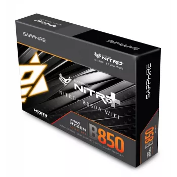 Emaplaat Sapphire NITRO+ B850A WIFI 7 AMD B850 Sokkel AM5 micro ATX, DDR5, 4 DIMM, 256GB, Wi‑Fi 7, 2.5GbE