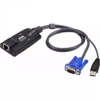 ATEN USB - VGA-Cat5e/6 KVM-adapterkaabel (CPU-moodul), PS/2, PS/2, VGA, must, sinine, metallik, RJ-45, 1 x RJ-45