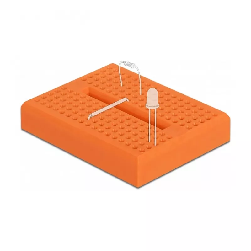 Breadboard DELOCK 18319, plastist prototüüpplaat, oranž, 36×46×10 mm
