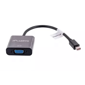VGA (D-Sub) - Mini DisplayPort adapterkaabel LANBERG AD-0006-BK, 0,2 m, DisplayPort 1.2, 1920×1200@60Hz, emane miniDP, must