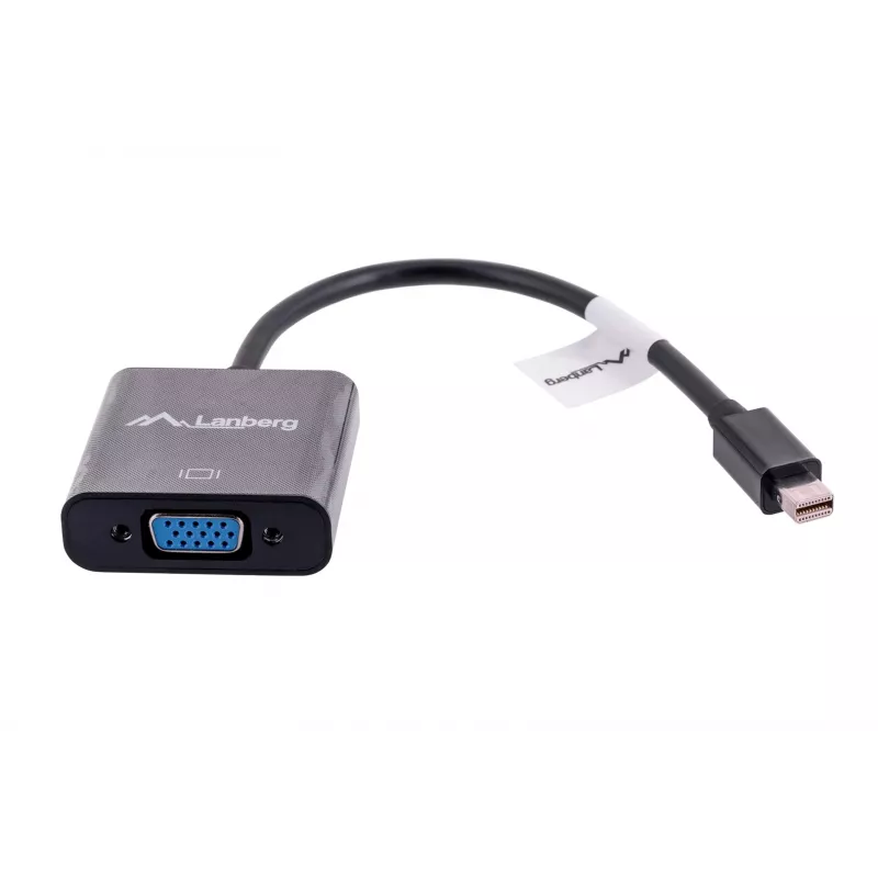 VGA (D-Sub) - Mini DisplayPort adapterkaabel LANBERG AD-0006-BK, 0,2 m, DisplayPort 1.2, 1920×1200@60Hz, emane miniDP, must