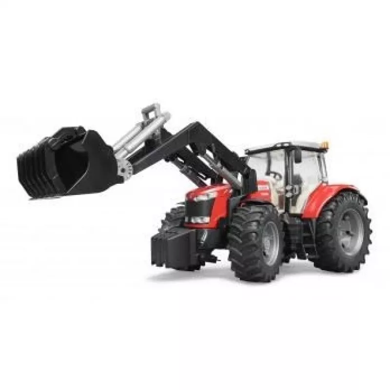 Mängutraktor BRUDER Massey Ferguson 7624 esilaaduriga, punane, alates 3. eluaastast